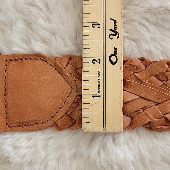 Nine West Neutral Tan Braided Wide Leather Belt szL - Picture 4 of 6